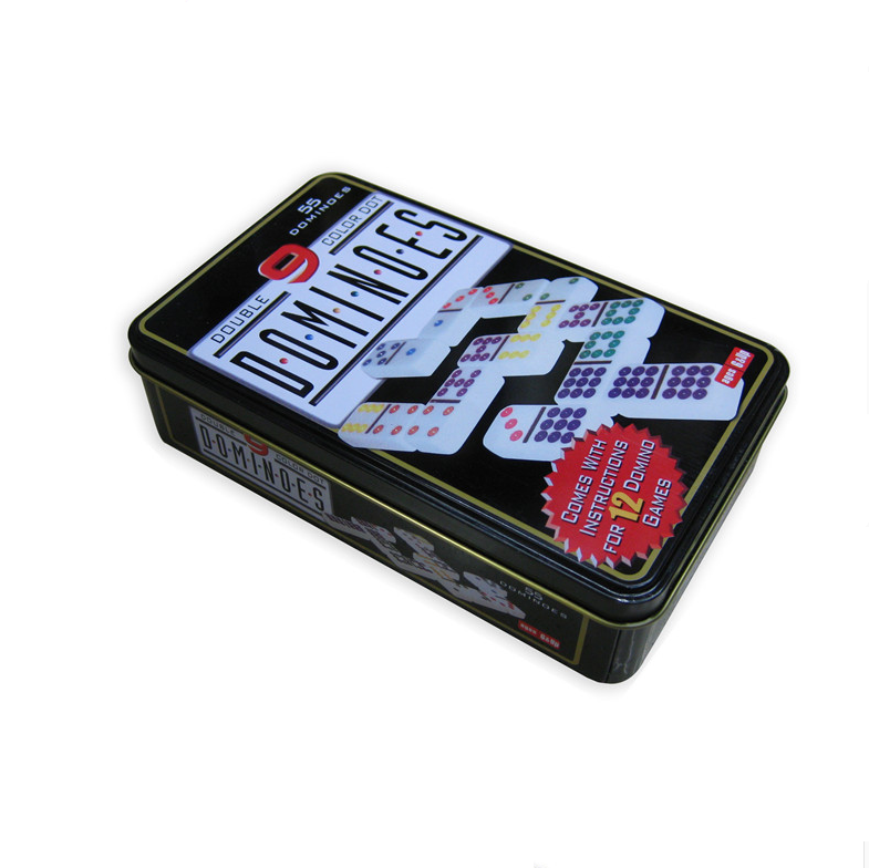 Double 12 colorful plastic domino in tin box