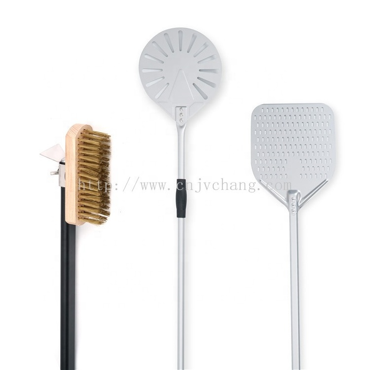 12-14-16inch Stainless Steel Pizza Paddle Spade Or Aluminum Perforated Pizza Peel Shovel with Detachable Custom Handle