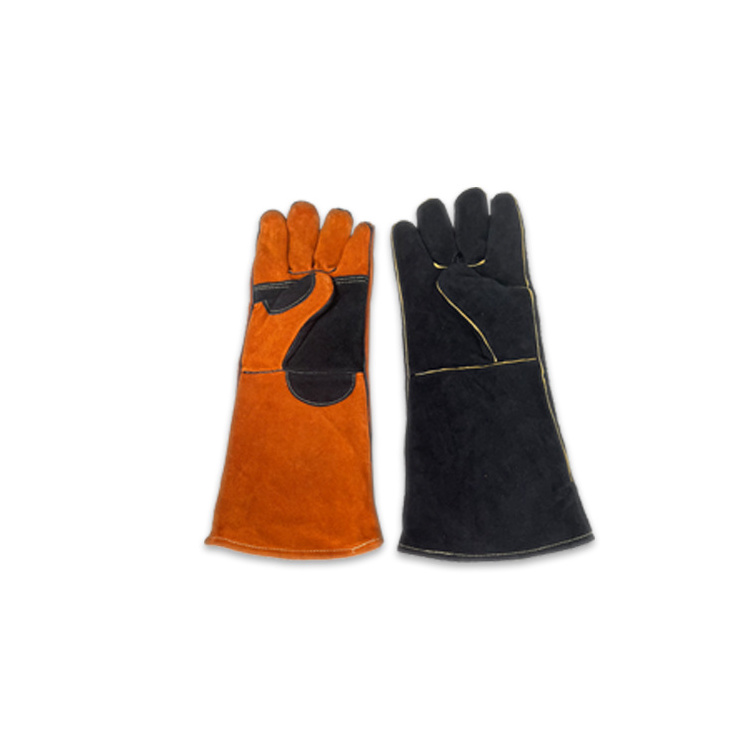 Wholesale Cowhide Mittens Cotton Lining Heat Resistant Scalding Oven Mitten BBQ Gloves Length 41cm