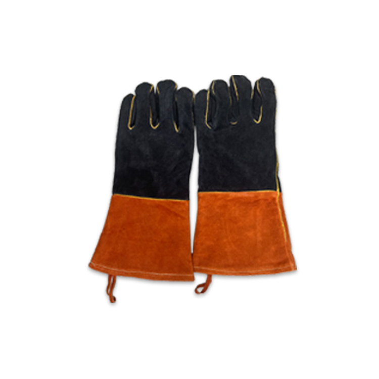 Wholesale Cowhide Mittens Cotton Lining Heat Resistant Scalding Oven Mitten BBQ Gloves Length 41cm