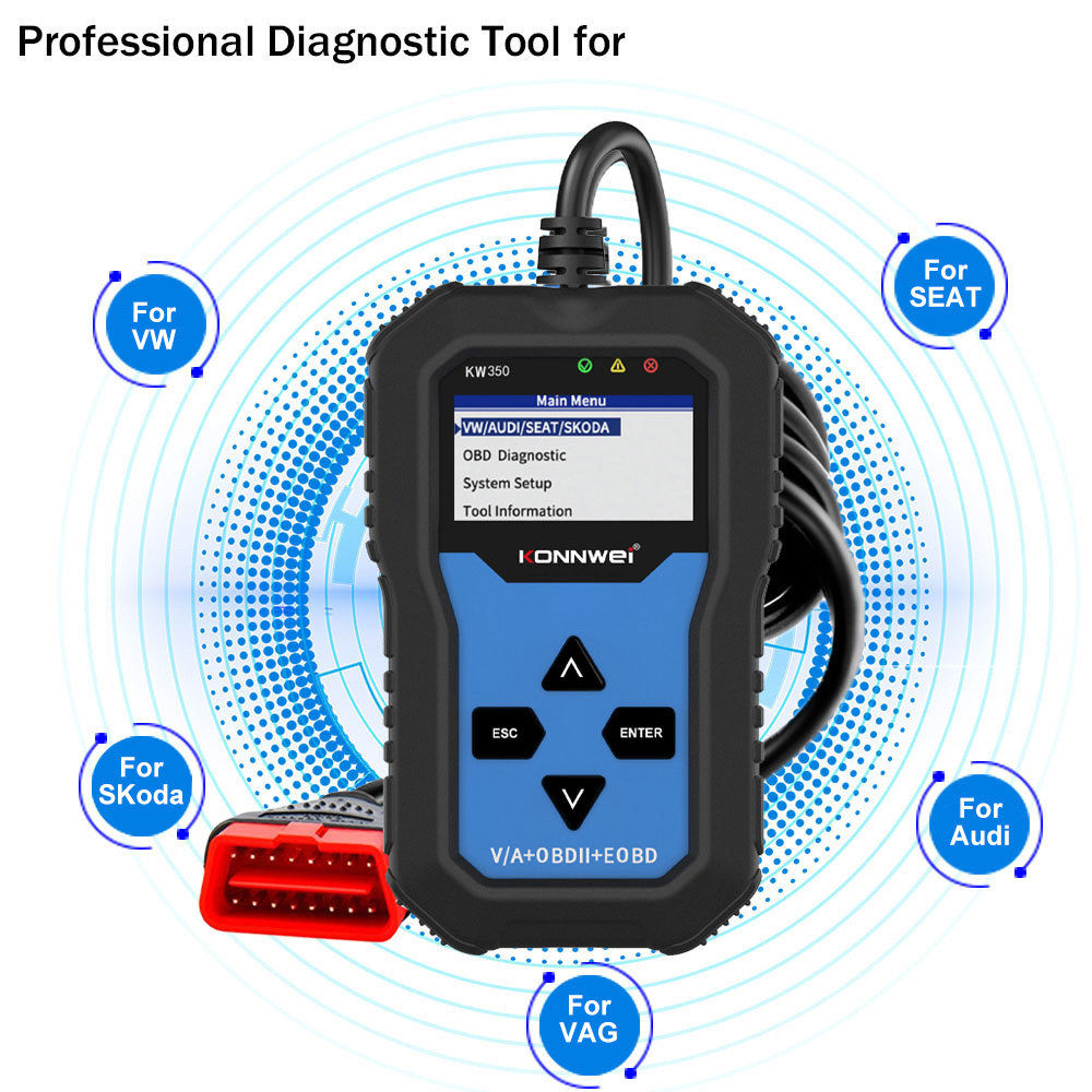 Factory Direct Automotive Tools and Equipment Konnwei Car Scanner obd2 Diagnostic Scanner Srs reset tool  for VAG cars