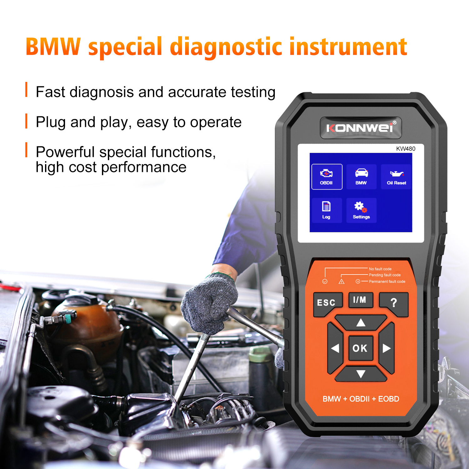 Multi-Systems Diagnostic Scan Tool for BMW Vehicles With Oil reset and universal OBD2 engine system scanner