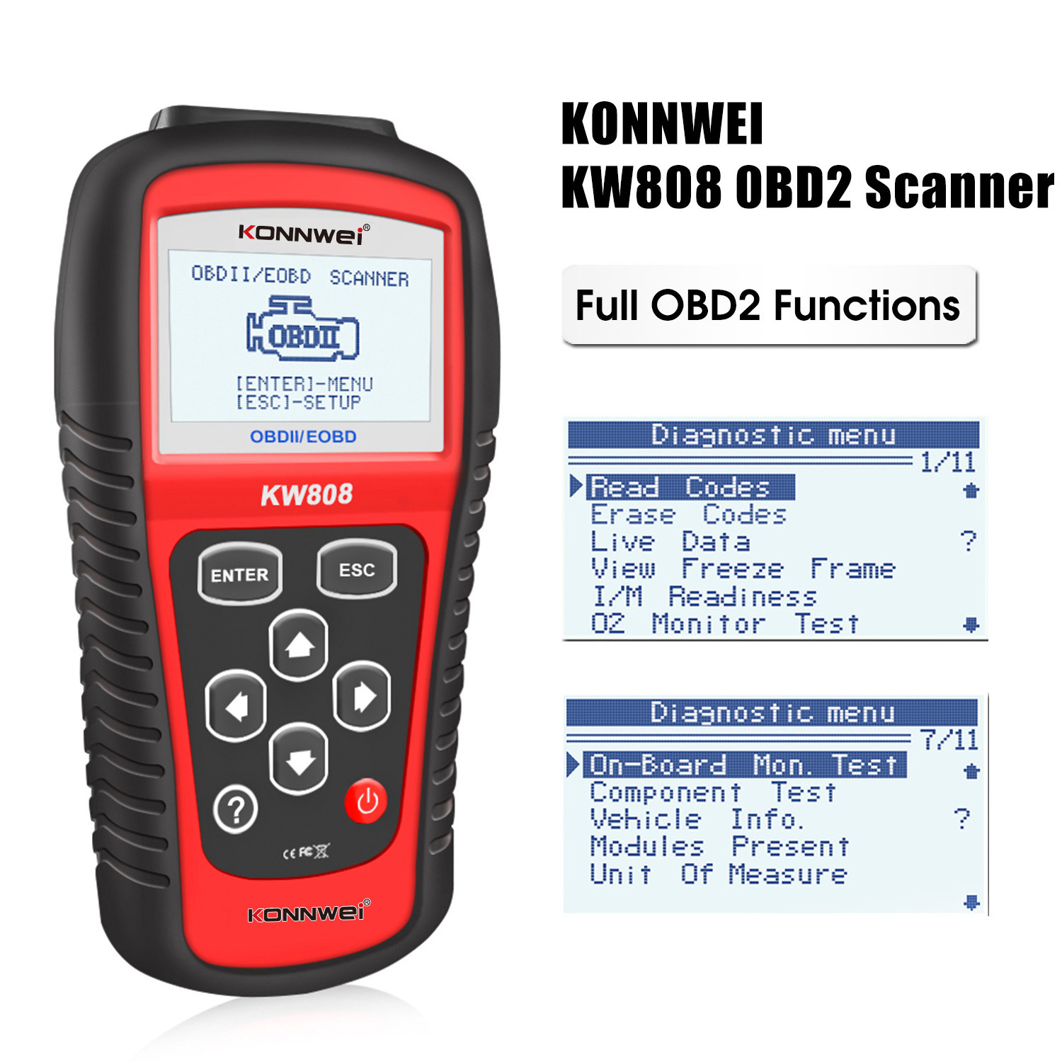 ODB2 Vehicle emission testing machine KW808 OBD ii scanner car diagnostic tool diesel diagnostic machine for all cars