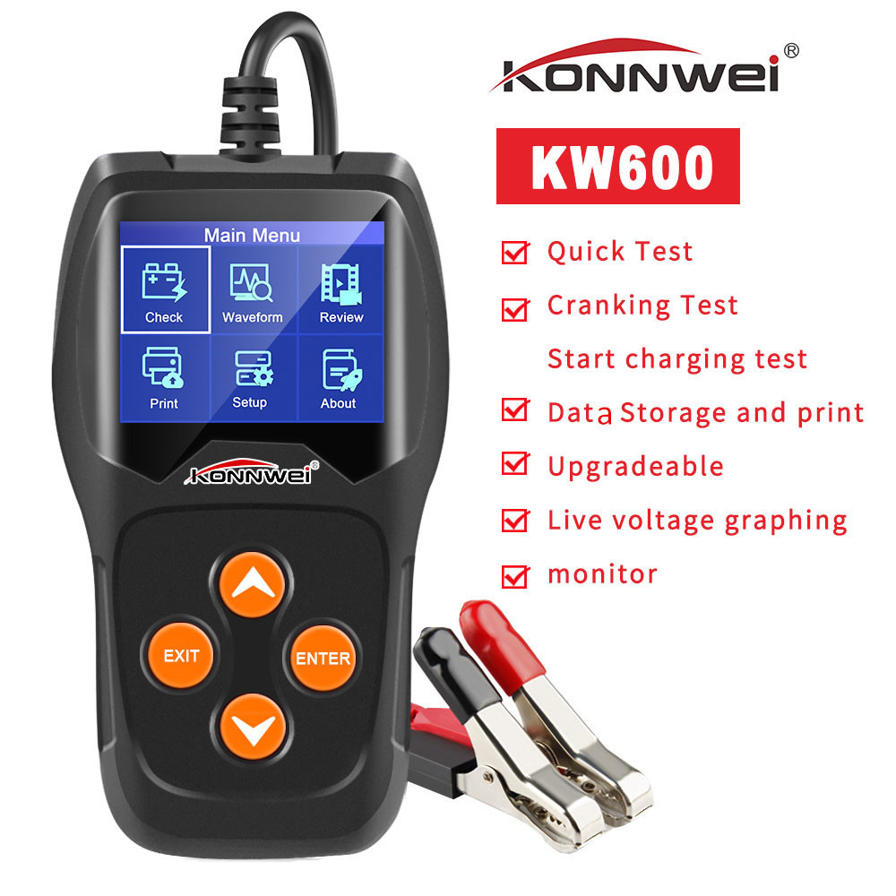 12V Automotive Battery Load Tester / Faults Detector Diagnostic Monitor Smart OBD 2 scanner Car Battery Tester  KONNWEI KW600