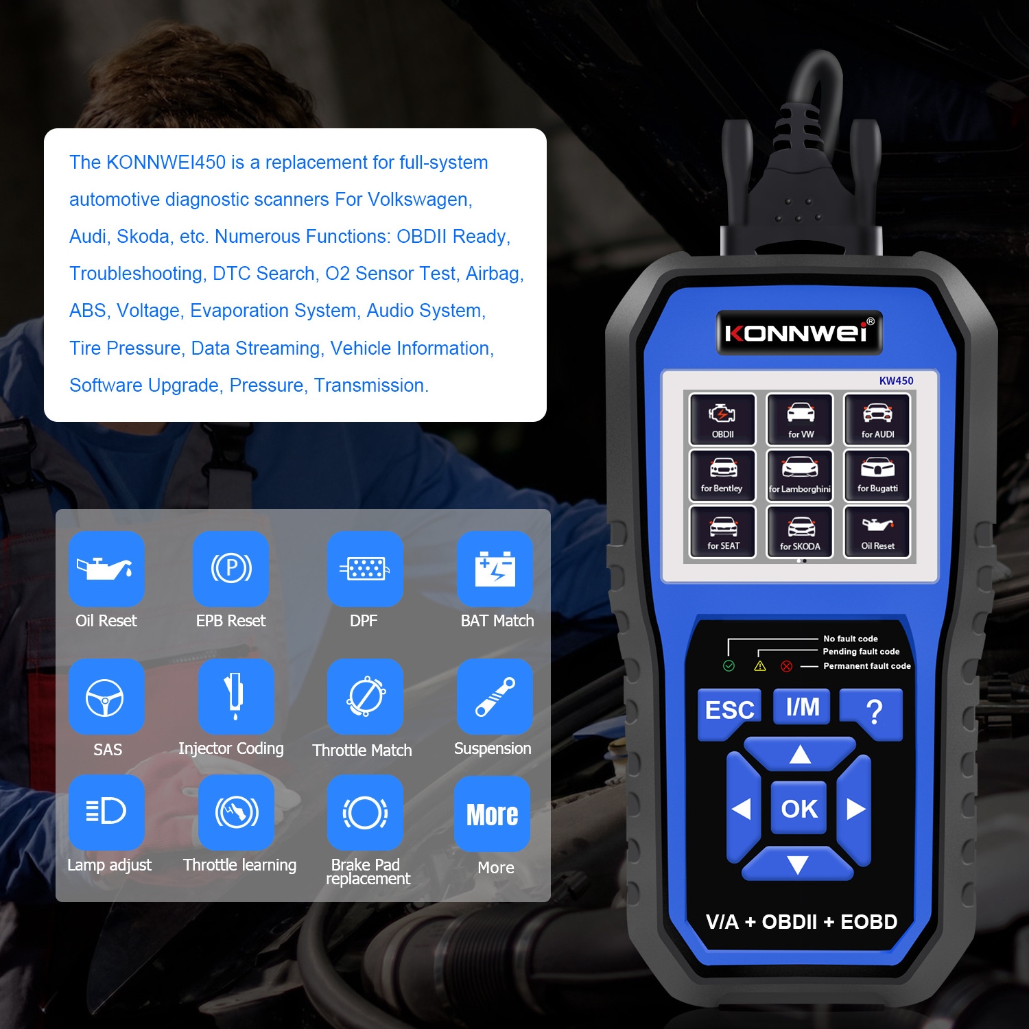 Full system diagnostic scanner SRS oil reset TPS battery match DPF Regeneration ABS brake auto diagnostic tool for VAG