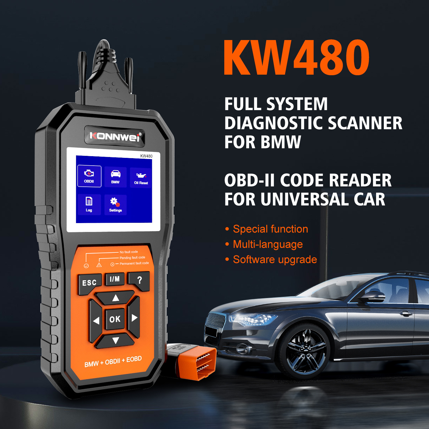 Multi-Systems Diagnostic Scan Tool for BMW Vehicles With Oil reset and universal OBD2 engine system scanner