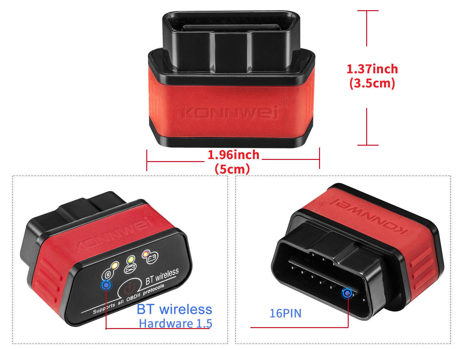 KW903 elm327 KONNWEI obd2 car diagnostic scanner for universal car with torque CE ROHS FCC