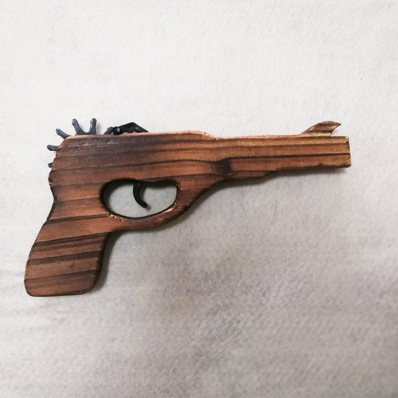 Wooden crafts Rubber band toy gun for Children