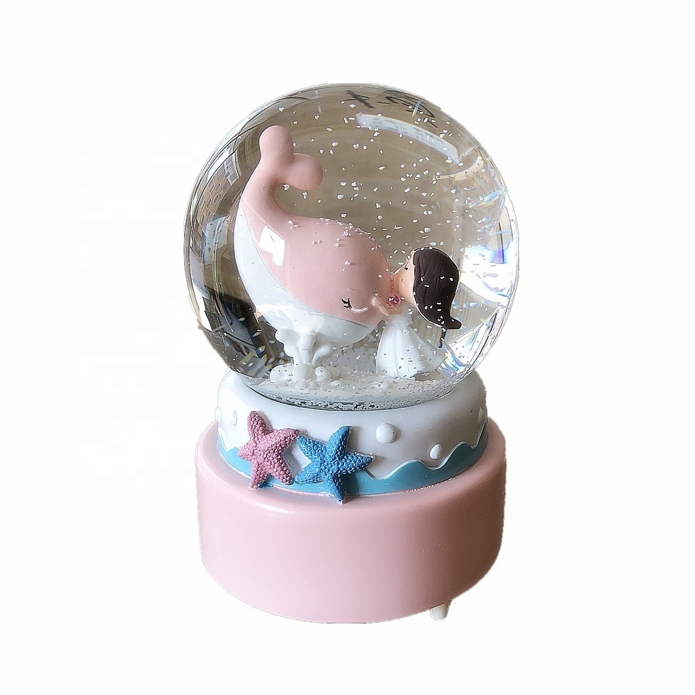 Glitter Snow Flake Water Ball Resin Dolphin Snow Globe