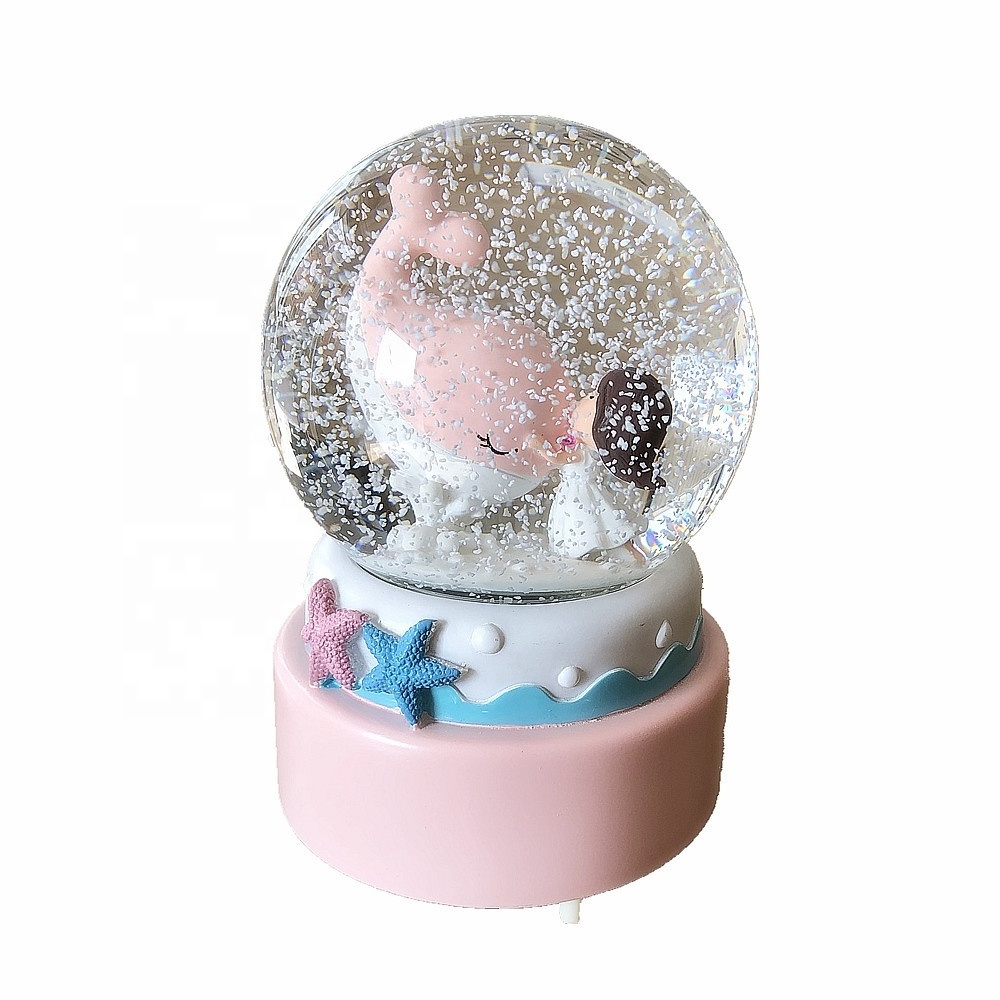 Glitter Snow Flake Water Ball Resin Dolphin Snow Globe