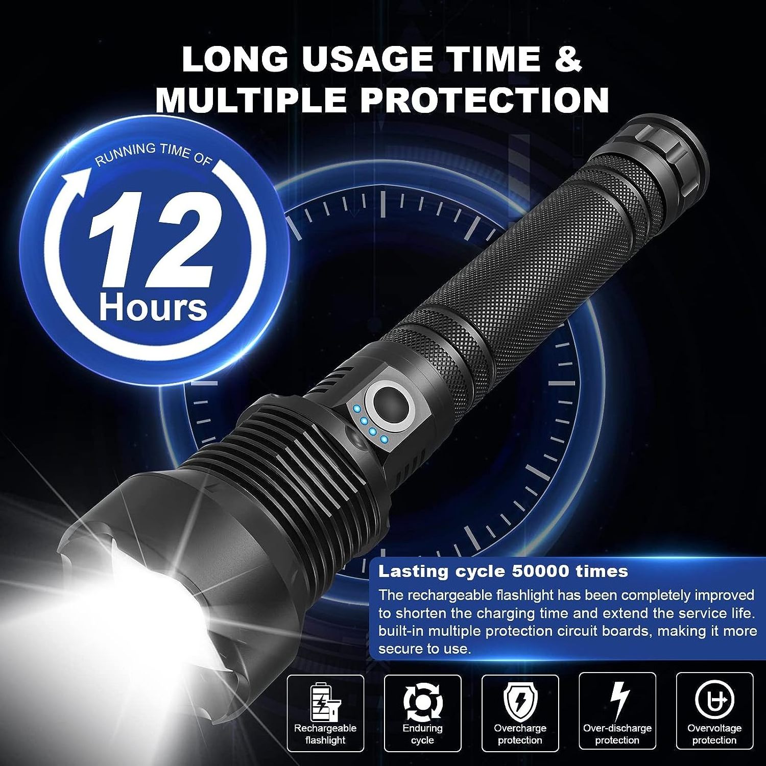 250000 Lumens Super Brigh  High Lumens Rechargeable IPX6 Waterproof Handheld Powerful Flash Light for hunting Camping