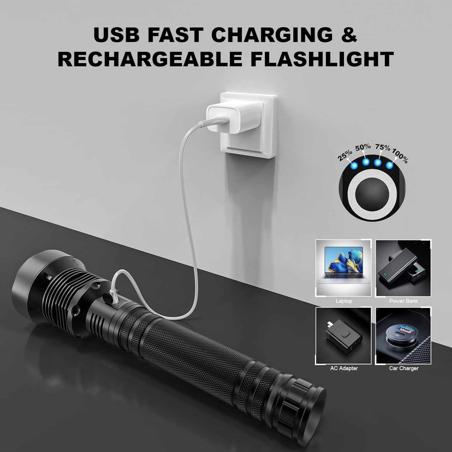 250000 Lumens Super Brigh  High Lumens Rechargeable IPX6 Waterproof Handheld Powerful Flash Light for hunting Camping