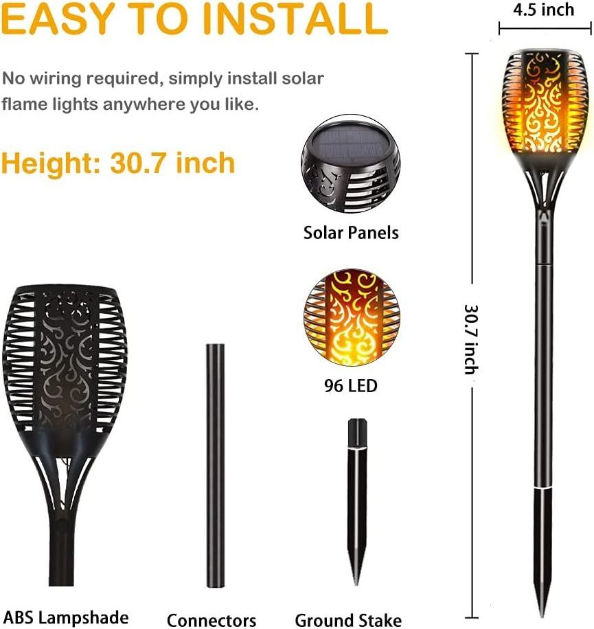 Waterproof Landscape Decoration Lighting LED Larger Size Flickering Flames Light Torches Solar Outdoor Lights