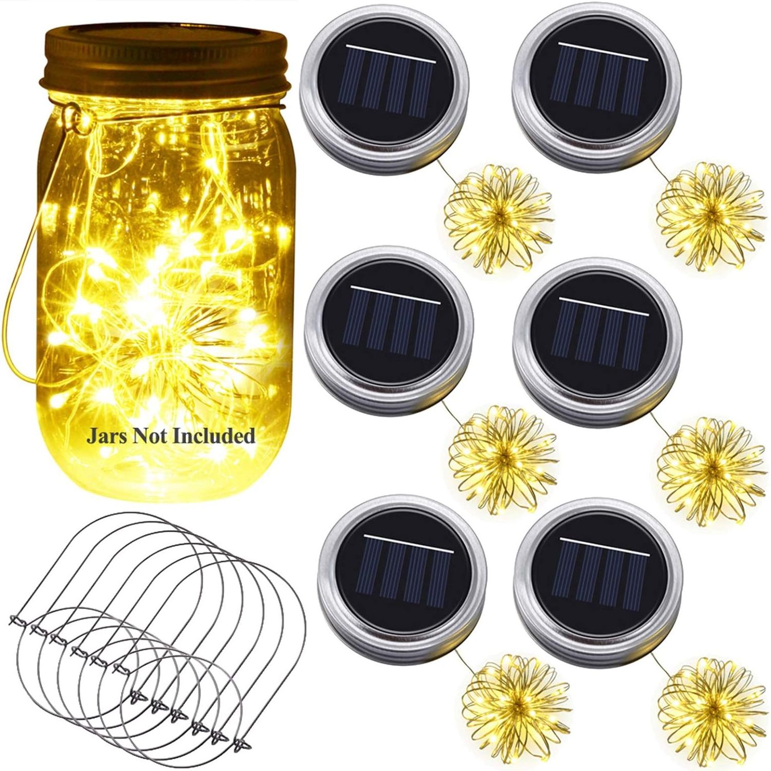 Hanging Solar Light Outdoors Battery Operated Waterproof LED Solar Mason Jar Lid Light for Holiday Party Room Wedding