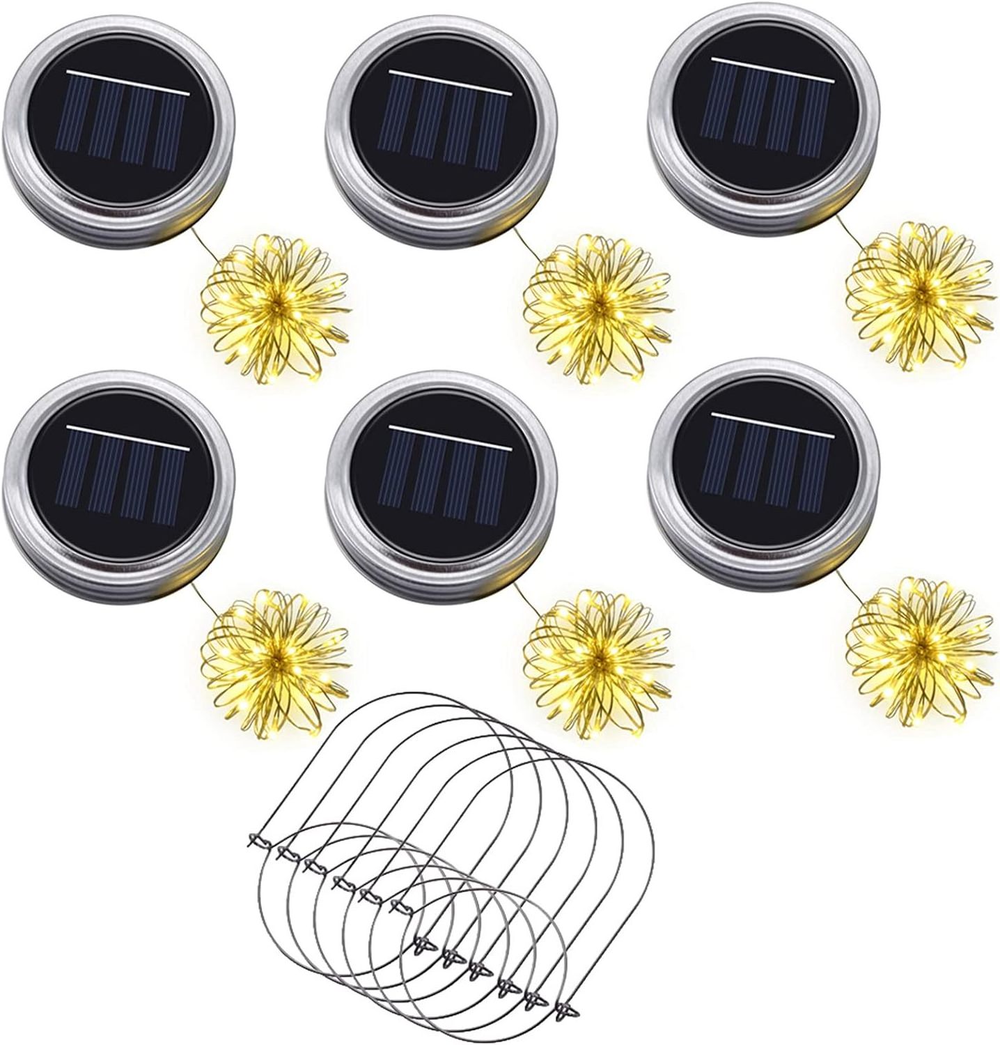 Hanging Solar Light Outdoors Battery Operated Waterproof LED Solar Mason Jar Lid Light for Holiday Party Room Wedding