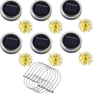 Hanging Solar Light Outdoors Battery Operated Waterproof LED Solar Mason Jar Lid Light for Holiday Party Room Wedding