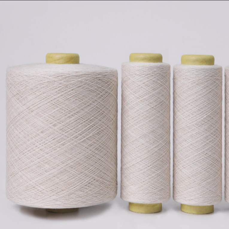 Factory price wholesale regenerated blended yarns with GRS Certificate raw white cotton polyester yarn dyeable