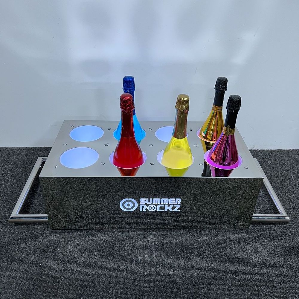 New Arrival OEM Customized 8 Bottles Display Presenter LED Bottle Service Tray VIP Display Stand For Night Club Bar