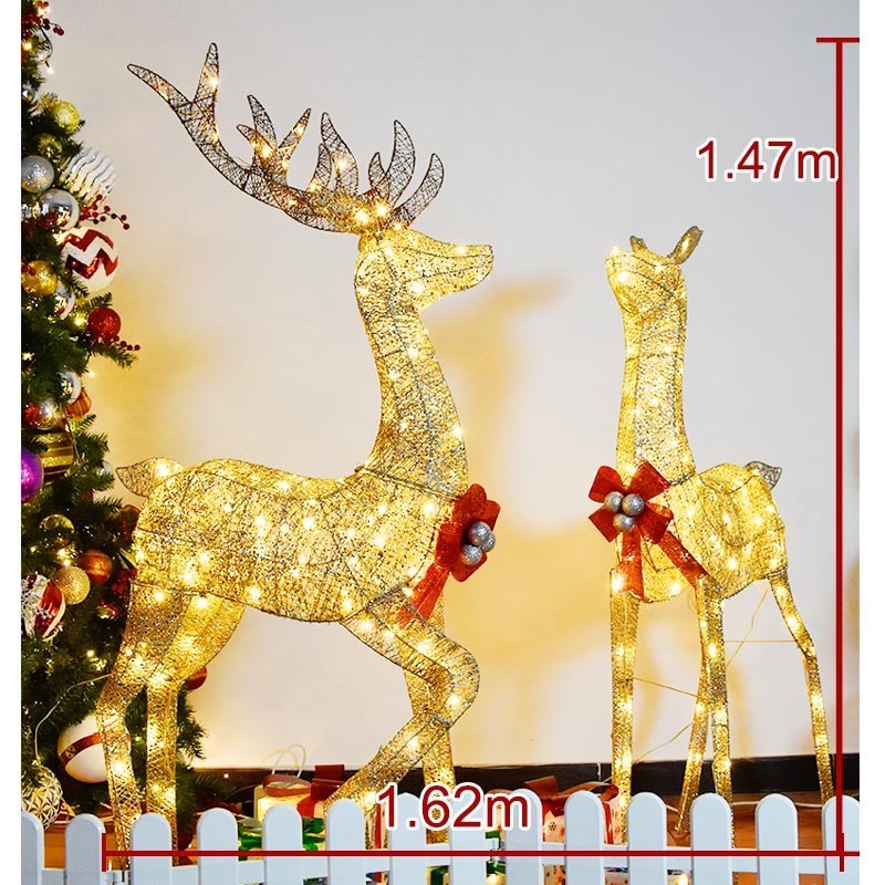 Outdoor Large Christmas Decoration Light 3D Reindeer Family Motif Lights For Shopping Mall Holiday Creative Decoration