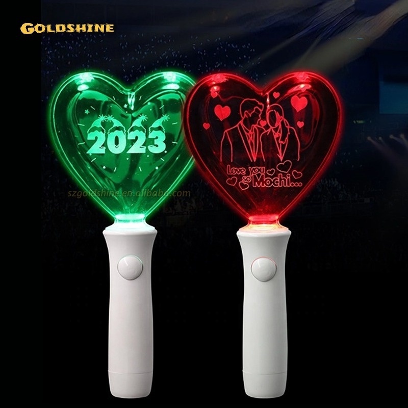 Light sticks Wholesale 15 Color Changing Heart Shape Glowing Light Stick Custom Party Concert Led Kpop Cheering RGB Light Stick