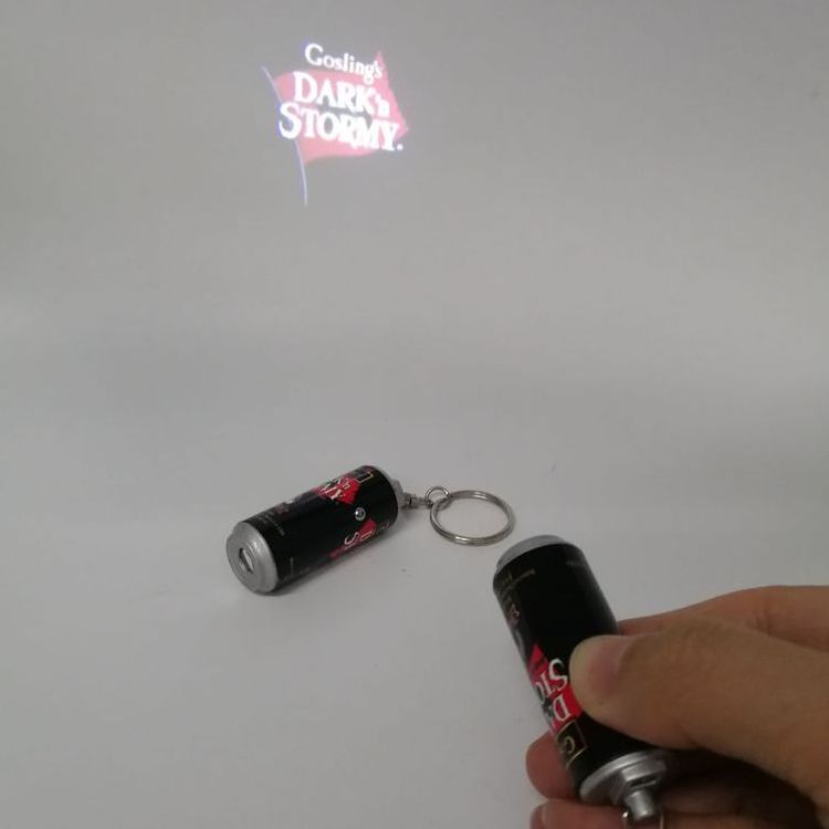 Promotional Gift Custom Logo Mini LED Projection Keychain Flashlight Can Shape Design LED Projector Keychain