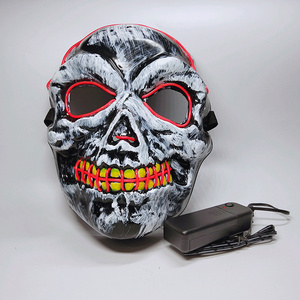 Hot Sale Black EL Neon Purge Mask LED Flashing Halloween EL Mask Battery Operated Light Up EL Skeleton Mask For Halloween Party