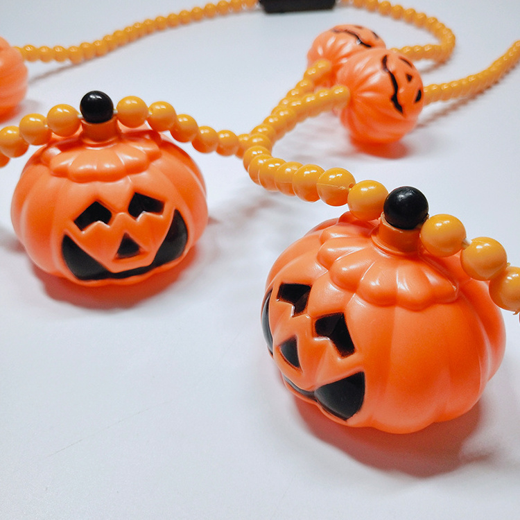 Halloween Mardi Gras Party Decoration LED Pumpkin Beads Necklace Light Up Pumpkin Halloween Glowing LED Necklace