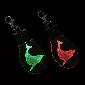 Customized Shape Laser Engraved Logo Mini Light Up Keyholder 3D LED Acrylic Keychain For Promotional Gift