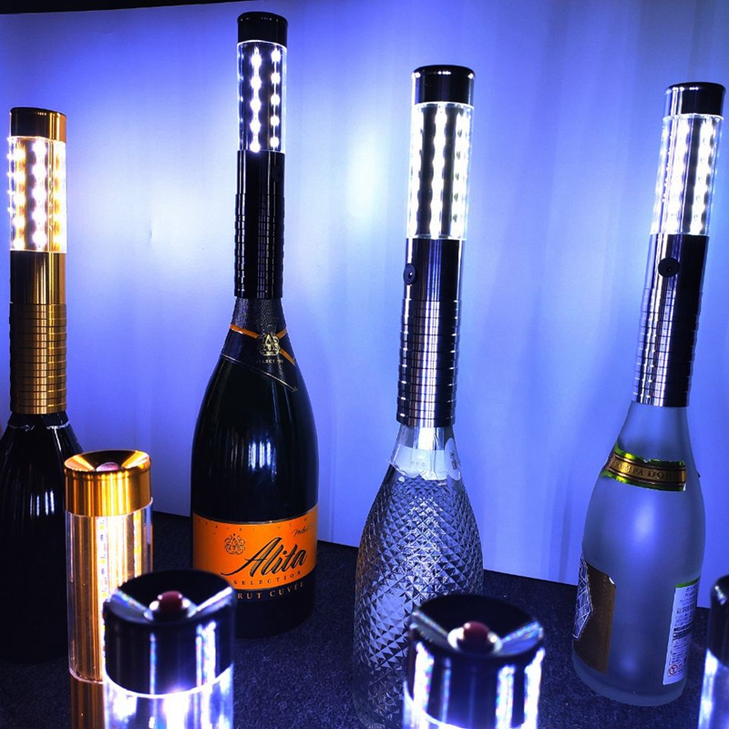 Rechargeable Flashing Glow Wine Stick Bottle Sparklers Stick Strobe Baton Champagne Hot Sale Aluminum Alloy for Bar Club Switch