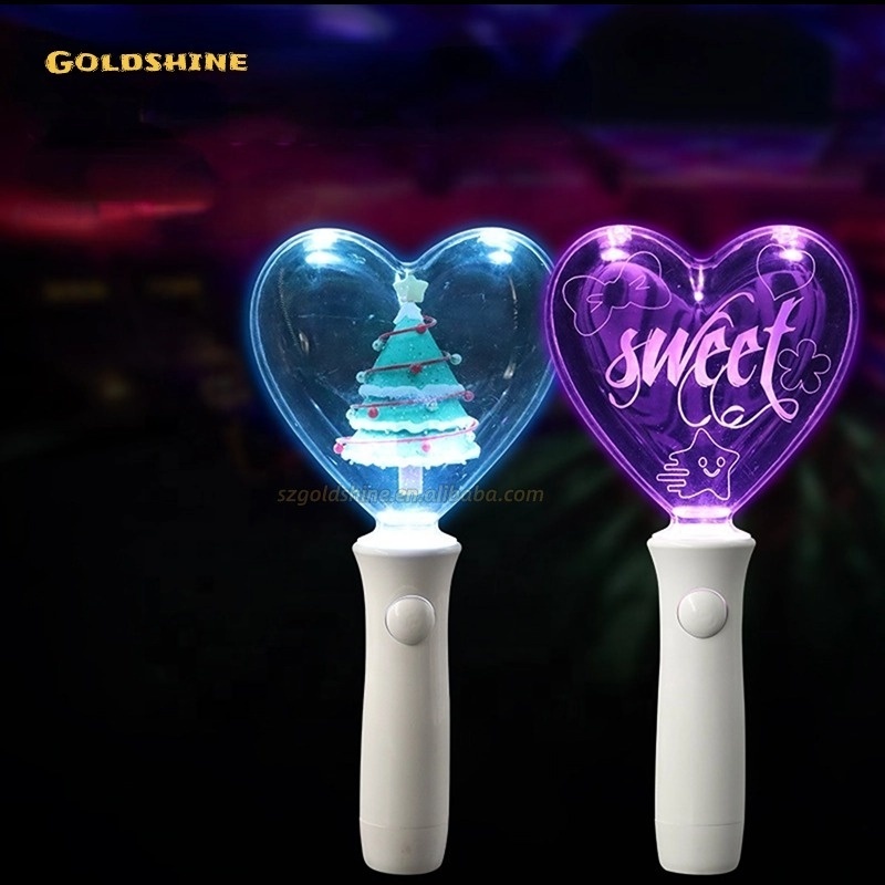 Light sticks Wholesale 15 Color Changing Heart Shape Glowing Light Stick Custom Party Concert Led Kpop Cheering RGB Light Stick