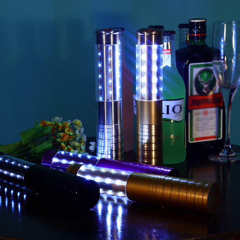 Rechargeable Flashing Glow Wine Stick Bottle Sparklers Stick Strobe Baton Champagne Hot Sale Aluminum Alloy for Bar Club Switch