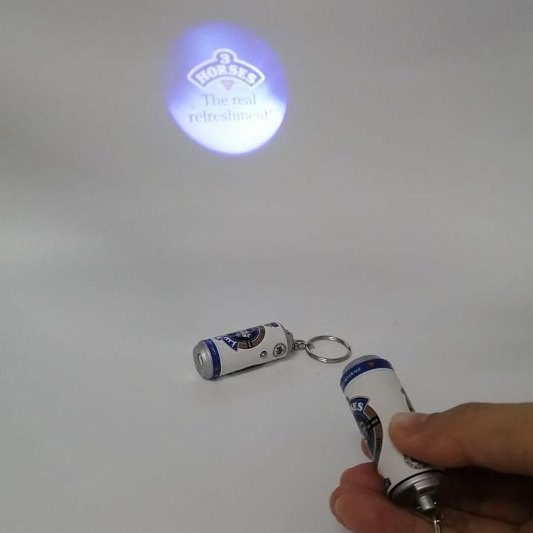 Promotional Gift Custom Logo Mini LED Projection Keychain Flashlight Can Shape Design LED Projector Keychain