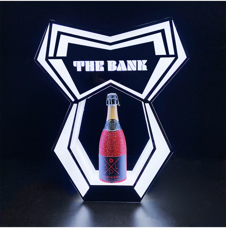 Custom Nightclub Sign VIP Bottle Service Display Racks Led Champagne Bottle Presenter For Bar Lounge Display Stand