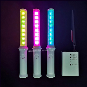 Custom LOGO printed rechargeable concert party wireless remote controlled led flashing light up glow sticks for Concert