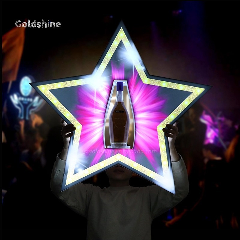 Wholesale Custom Acrylic LED Night Club Bottle Presenter Sign VIP Star Party Decorations Light Stand Bottle Service Presenter