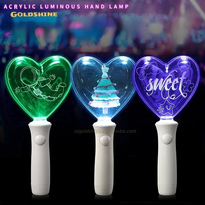 Light sticks Wholesale 15 Color Changing Heart Shape Glowing Light Stick Custom Party Concert Led Kpop Cheering RGB Light Stick