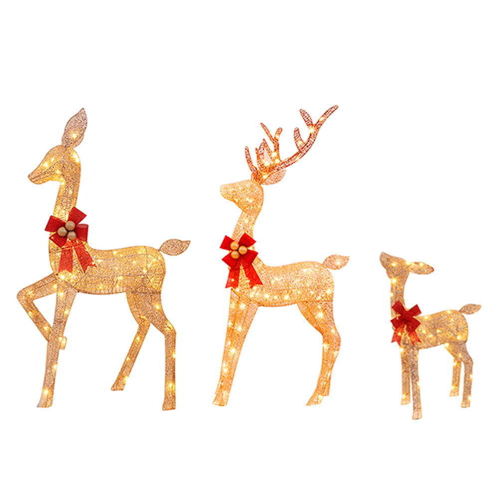 Outdoor Large Christmas Decoration Light 3D Reindeer Family Motif Lights For Shopping Mall Holiday Creative Decoration