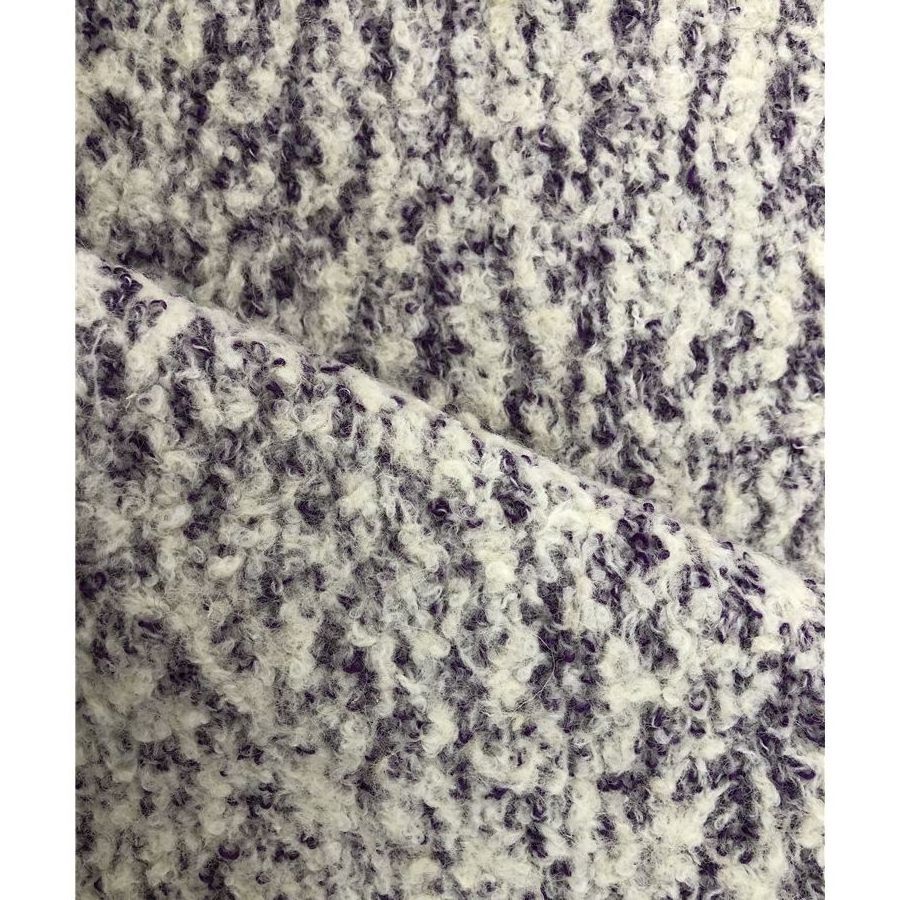 factory wholesale high quality fancy yarn polyester wool boucle knit winter dress fabric