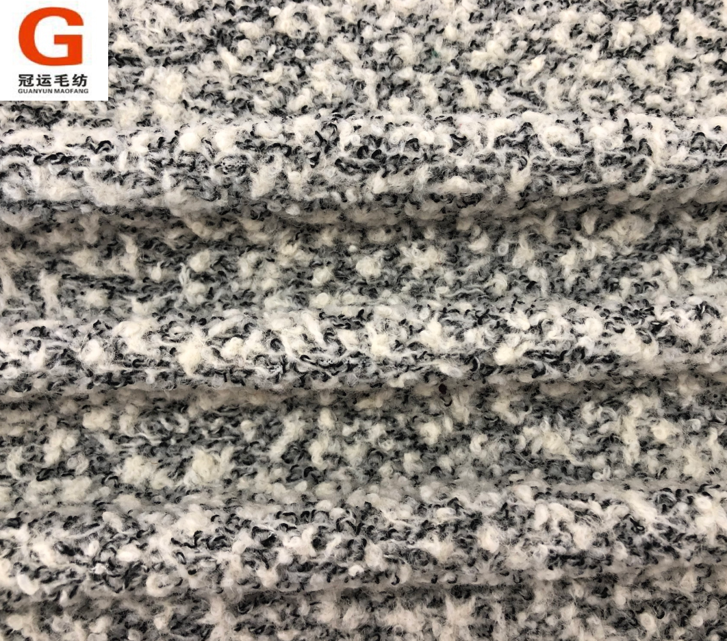 Wool fabric mill high quality wool boucle upholstery knit woolen fabric