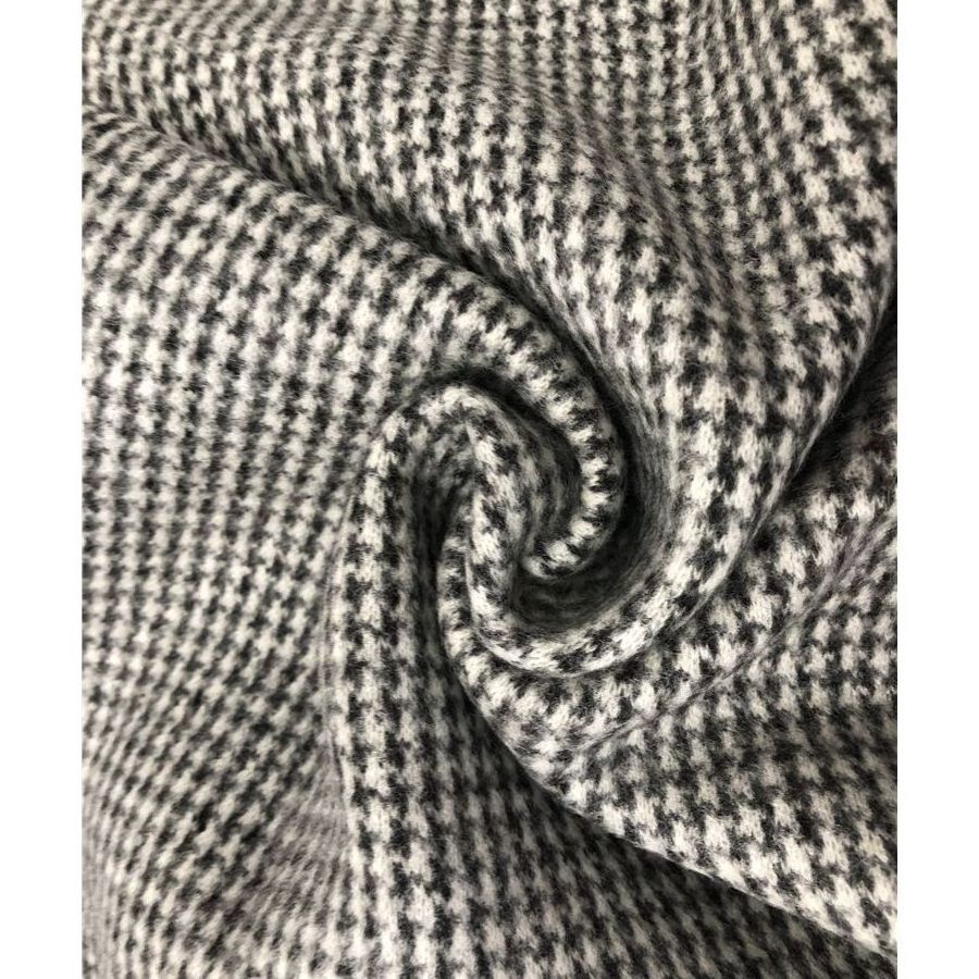 Classic houndstooth wool acrylic polyester double side boucle houndstooth coat fabric