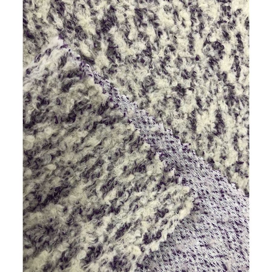 factory wholesale high quality fancy yarn polyester wool boucle knit winter dress fabric