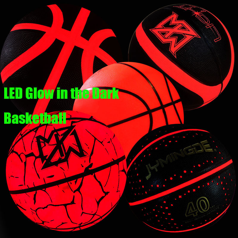 USB rechargeable custom glow in the dark LED light up luminous basket basketball ball with high grip