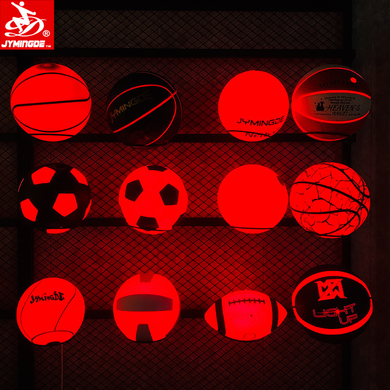 USB rechargeable custom glow in the dark LED light up luminous basket basketball ball with high grip