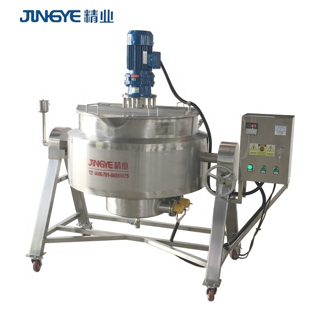 200L electric heating Tomato sauce jacketed cooking kettle Caramel cooking machine with mixer halwa making machine in factory