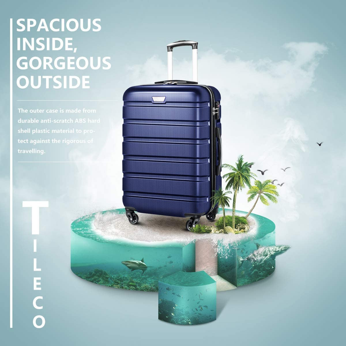 Luggage Expandable Suitcase PC ABS TSA Travel Luggage 3 Piece Set Lock Spinner Carry on Hardside Spinner Wheel Luggage