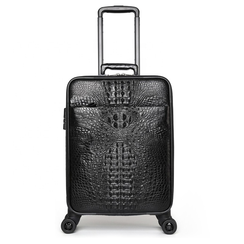 PU crocodile grain luggage set leather travel luggage bags laptop trolley bag