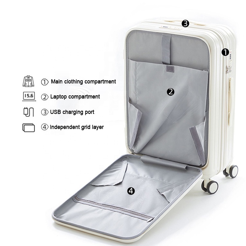 2024 Customize cabin suitcase travel luggage bags hard luggage with laptop compartment