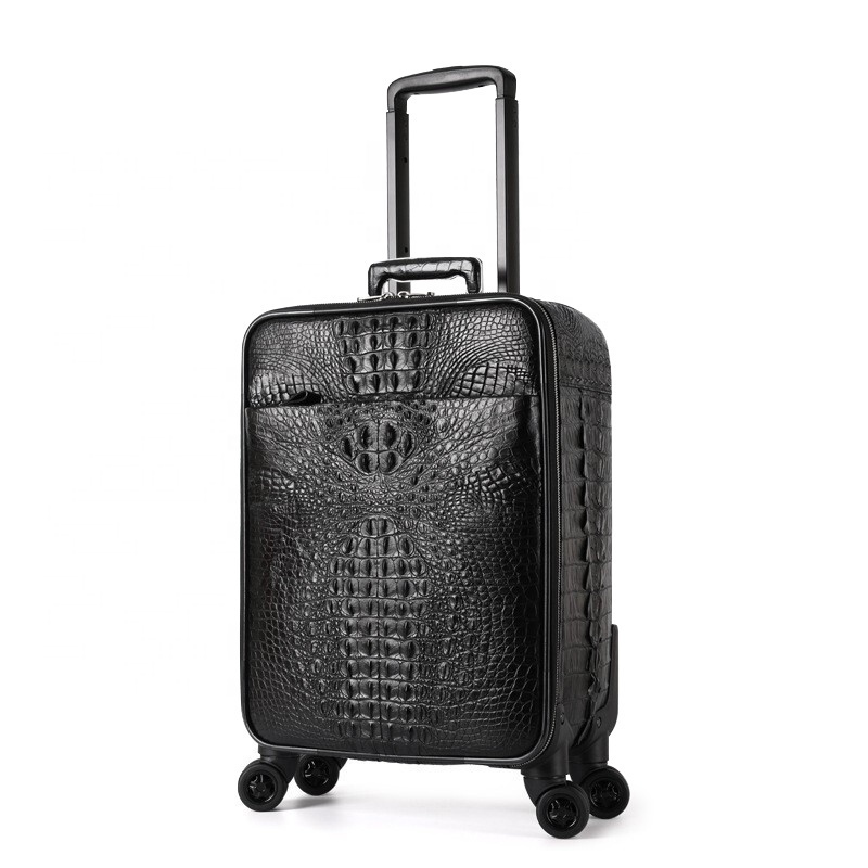 PU crocodile grain luggage set leather travel luggage bags laptop trolley bag