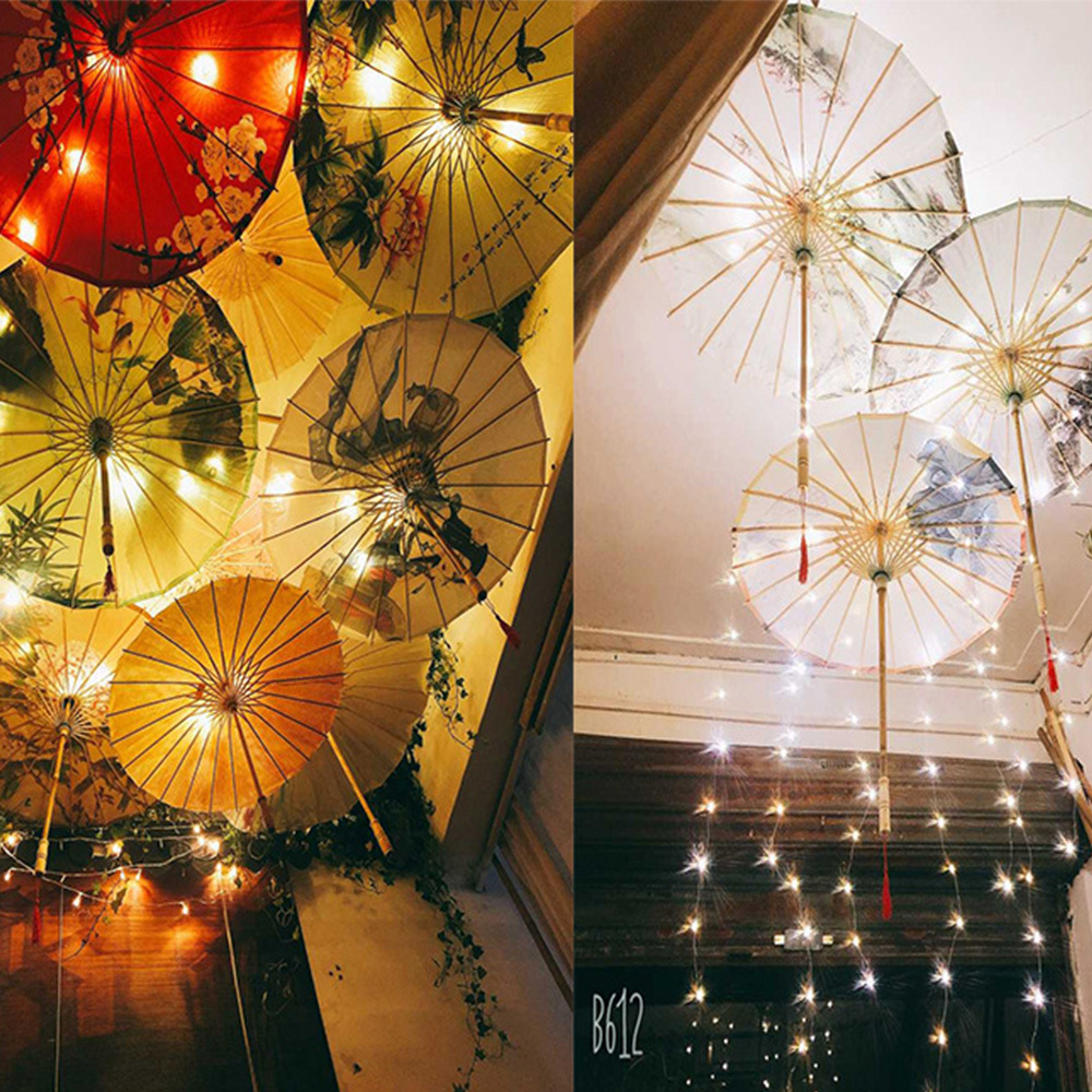 Chinese Ceiling Decoration Umbrellas Craft Dance Props Parasols Handmade Silk Oiled Paper Umbrella