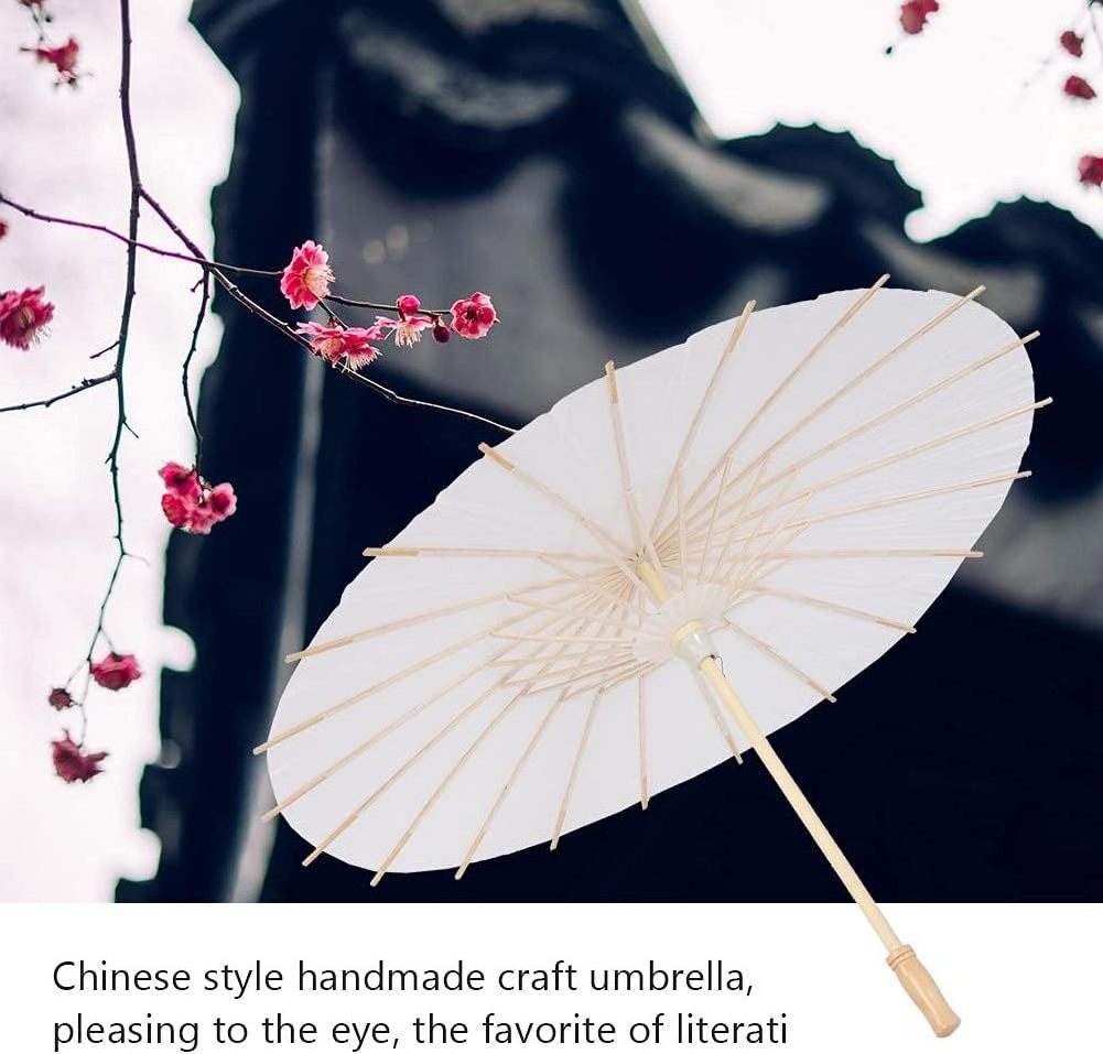 kaan Craft Gifts Paper Umbrellas Customization DIY Handmade Drawing Blank Wooden Handle Paper Umbrella for wedding